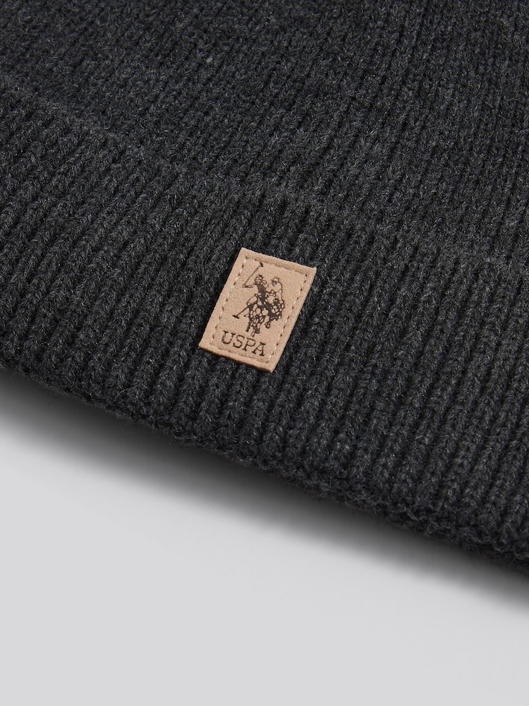 U.S. Polo Assn Dark Grey Signature Double Horsemen Knit Beanie - Image 3 of 3 U.S. Polo Assn Dark Grey Signature Double Horsemen Knit Beanie - Image 3 of 3