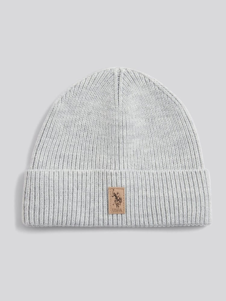 U.S. Polo Assn Grey Signature Double Horsemen Knit Beanie - Image 1 of 3 U.S. Polo Assn Grey Signature Double Horsemen Knit Beanie - Image 1 of 3
