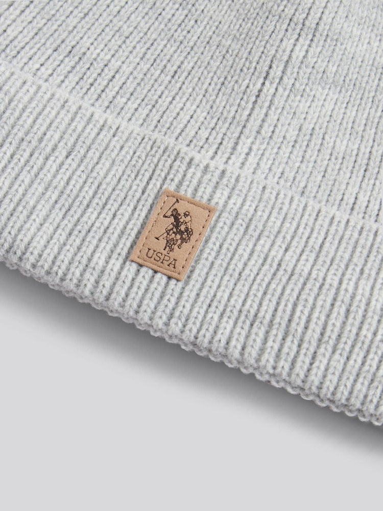 U.S. Polo Assn Grey Signature Double Horsemen Knit Beanie - Image 3 of 3 U.S. Polo Assn Grey Signature Double Horsemen Knit Beanie - Image 3 of 3
