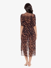 Miraclesuit Animal Leopard Print Beaded Georgette Mid Length Kimono - صورة 2 من 3