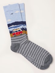 FatFace Grey Camper Scene Socks - Image 1 of 2