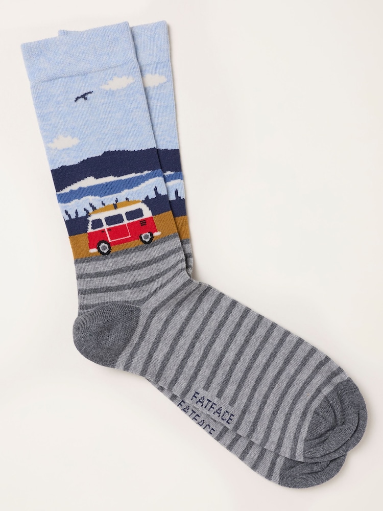 FatFace Grey Camper Scene Socks - Image 1 of 2