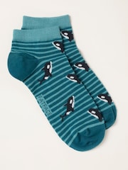 FatFace Teal Blue Orca Trainer Socks - Image 1 of 2