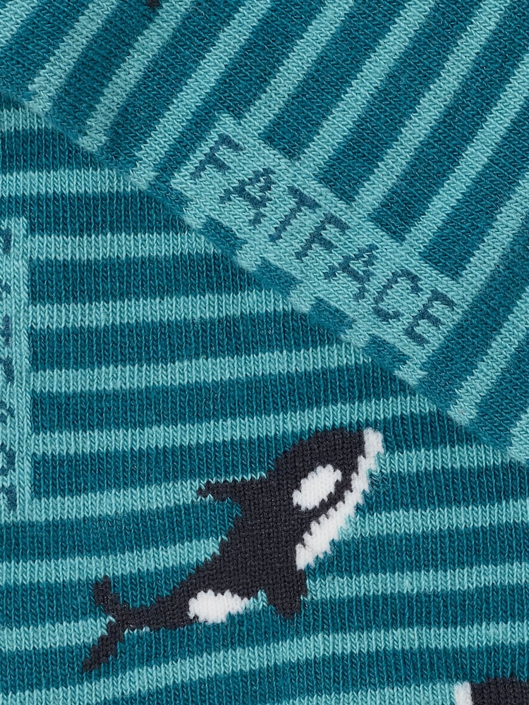 FatFace Teal Blue Orca Trainer Socks - Image 2 of 2