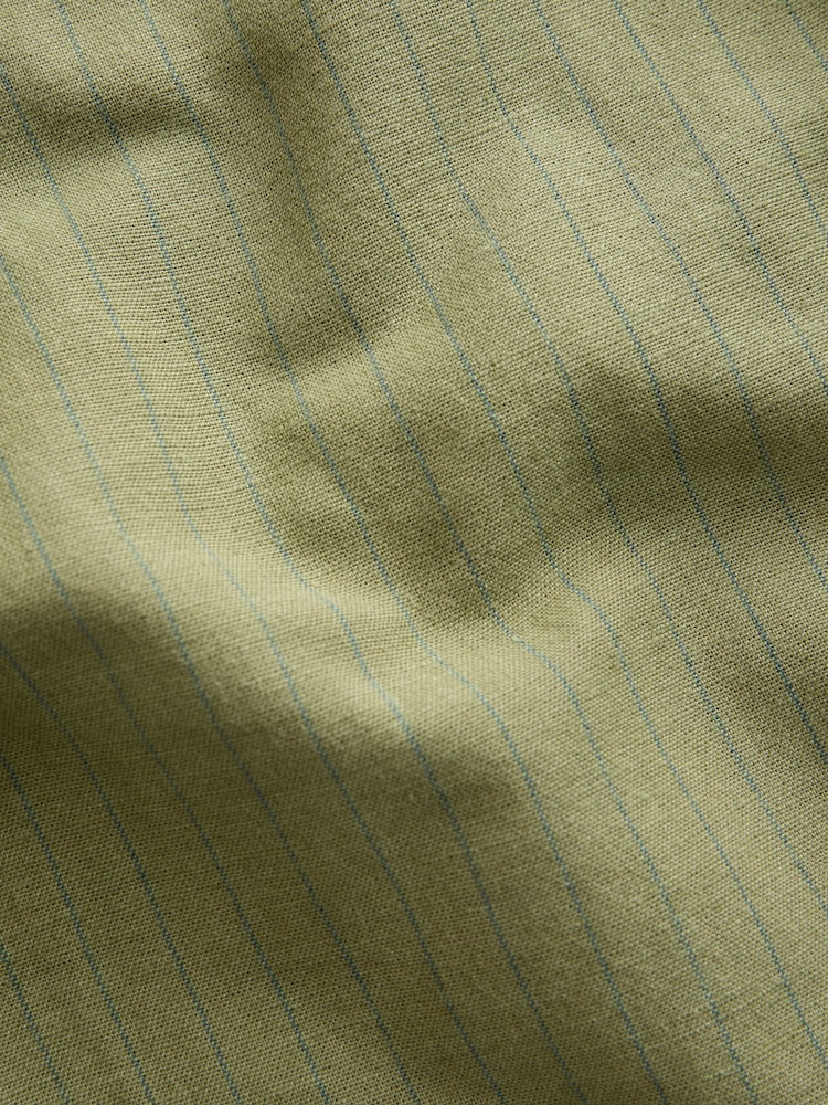 Streifen, Khakigrün - Hose aus Baumwoll-Leinen-Mischung mit weitem Beinschnitt - Bild 3 von 3