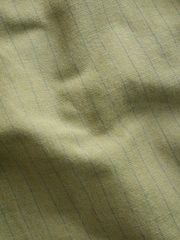 Khaki Green Stripe Cotton Linen Blend Barrel Leg Trousers - Image 7 of 7