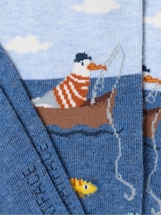 FatFace Blue Fishing Seagull Scene Socks - Image 2 of 2