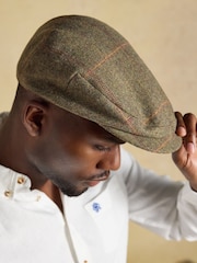 Joules Ashby Green Tweed Flat Cap - Image 4 of 8