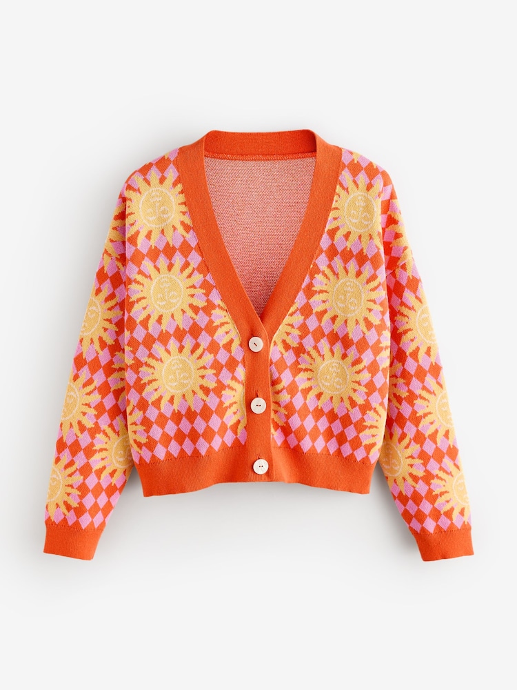 Eleanor Bowmer Pink/Yellow Sun Knitted Cardigan - Image 1 of 3