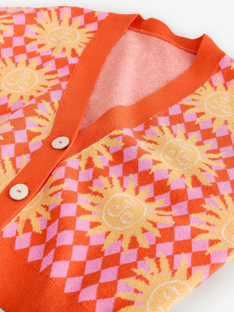 Eleanor Bowmer Pink/Yellow Sun Knitted Cardigan - Image 3 of 3