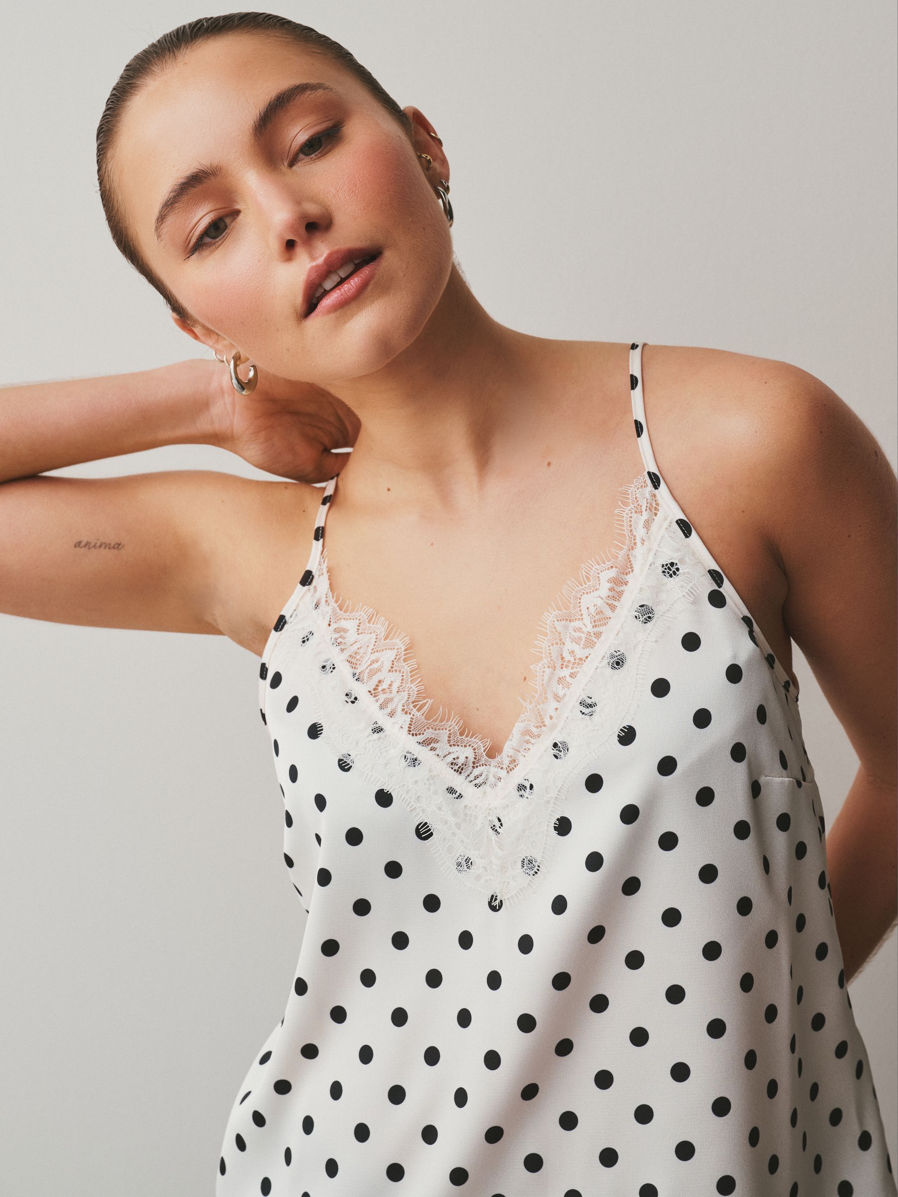 Buy Black/Ecru Polka Dot Lace Cami Tops 2 Pack from Next Australia