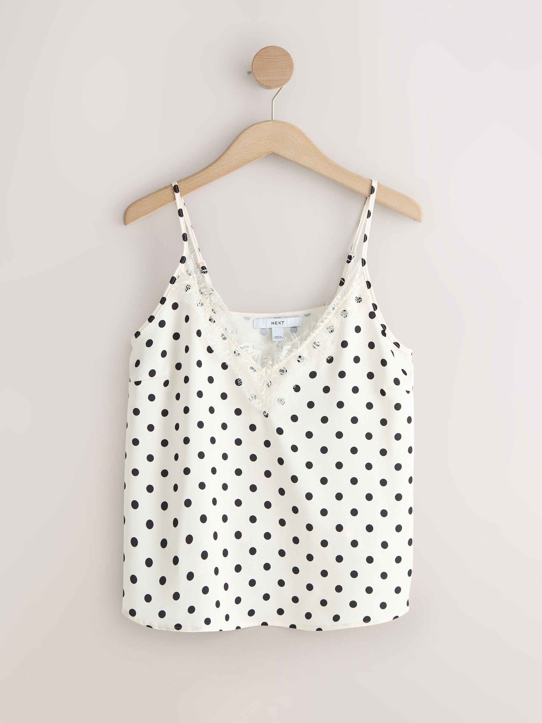 Buy Black/Ecru Polka Dot Lace Cami Tops 2 Pack from Next India
