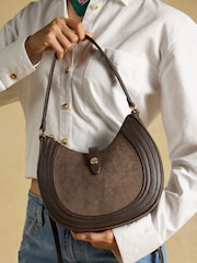 Joules Chocolate Brown Crossbody Saddle Bag - Image 4 of 8
