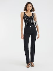 River Island Black High Rise Stretch Straight Jeans - Image 1 of 4