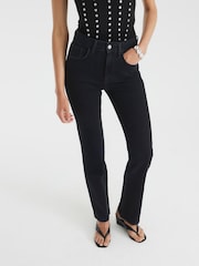 River Island Black High Rise Stretch Straight Jeans - Image 3 of 4