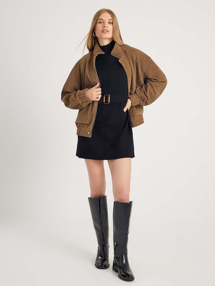 River Island Black Belted Jumper Dress - Image 1 of 4 River Island Black Belted Jumper Dress - Image 1 of 4