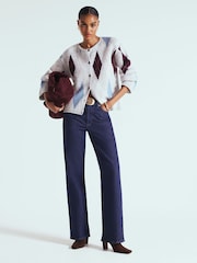 River Island Grey Argyle Print Cardigan - Image 3 of 4