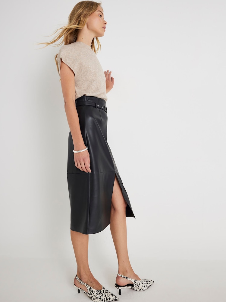 River Island Black Belted Midi Skirt - Image 4 of 4