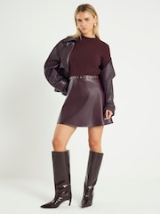 River Island Red Petite Faux Leather Hybrid Mini Dress - Image 1 of 4