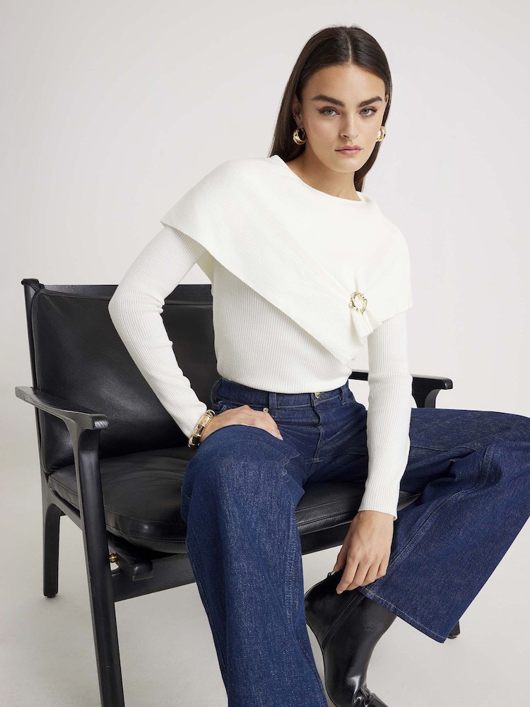 River Island Cream Cape Jumper - Image 4 of 4