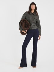 River Island Green Faux Leather Belted Long Sleeve Jacket - Image 4 of 4