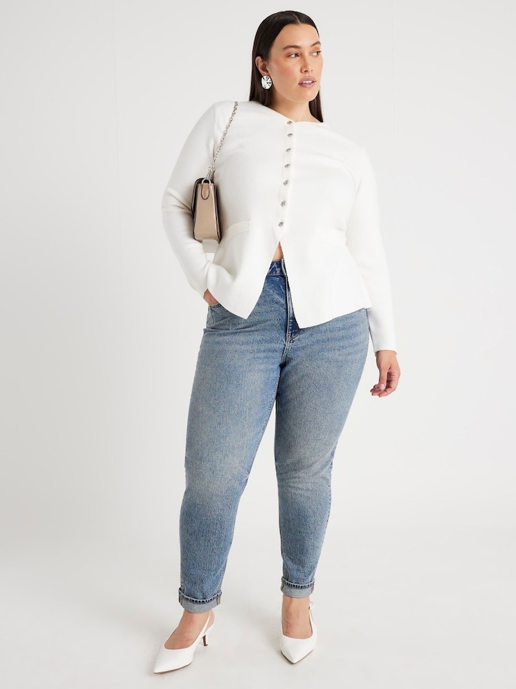 River Island Blue High Rise Sculpt Mom Jeans - Image 2 of 5