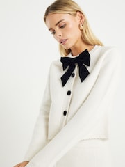River Island Cream Petite Bow Front Cardigan - Image 1 of 4