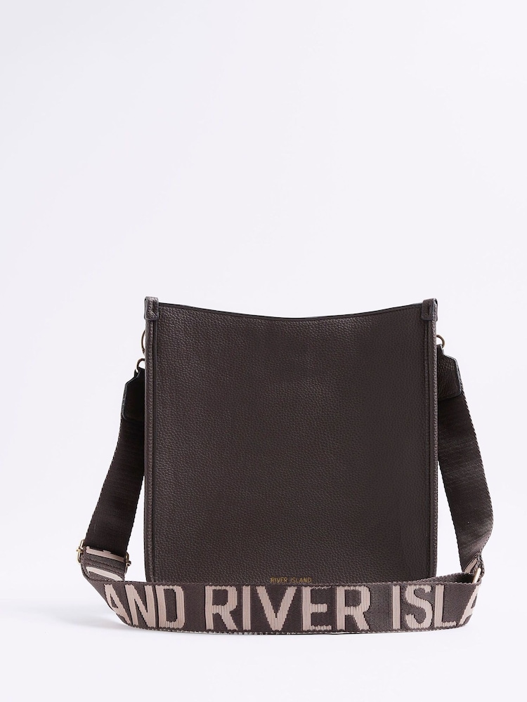 River Island Brown Medium Logo Messenger Cross-Body Bag - Image 1 of 6