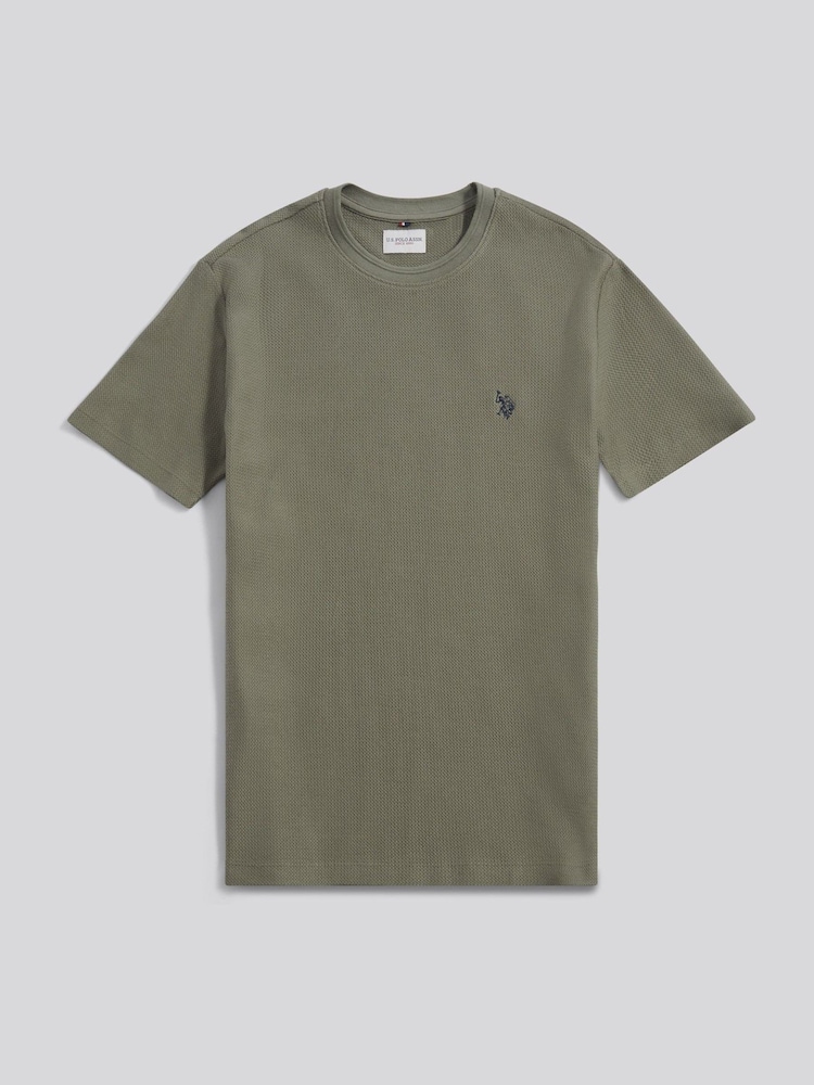 U.S. Polo Assn Green Herringbone Texture T-Shirt - Image 1 of 3 U.S. Polo Assn Green Herringbone Texture T-Shirt - Image 1 of 3