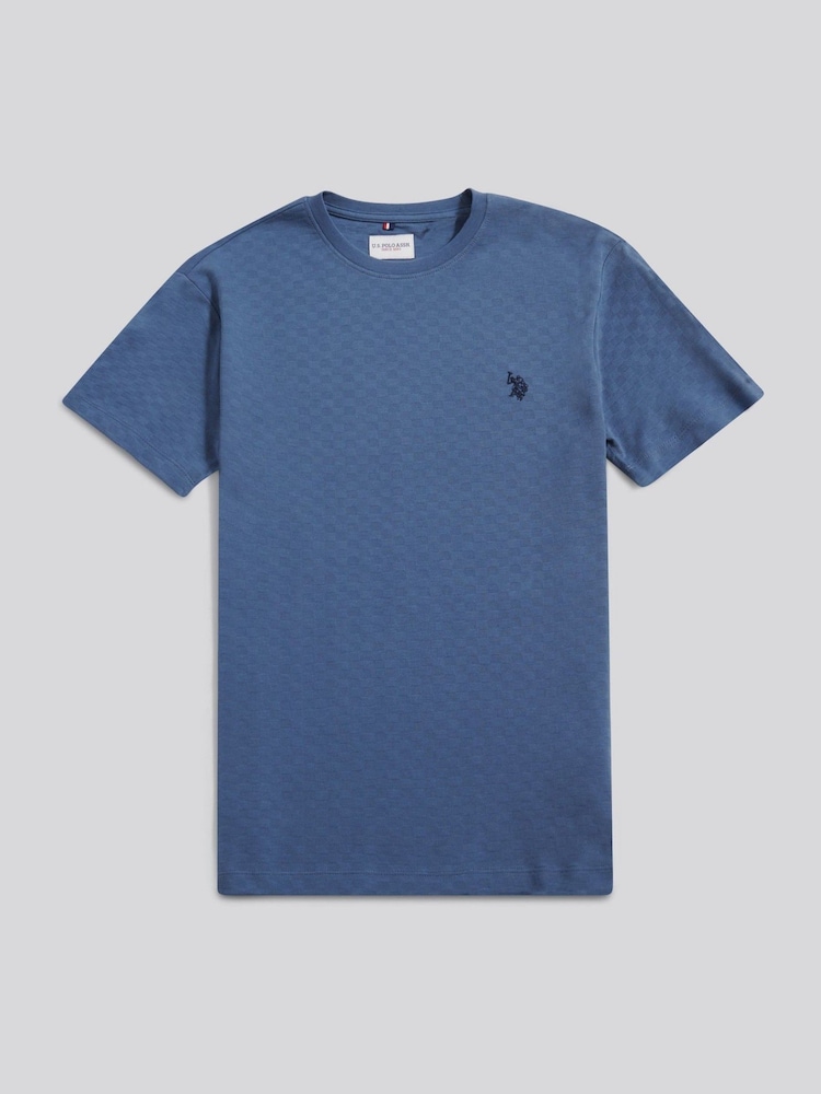 U.S. Polo Assn Blue Check Texture T-Shirt - Image 1 of 3