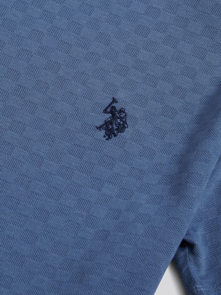 U.S. Polo Assn Blue Check Texture T-Shirt - Image 3 of 3 U.S. Polo Assn Blue Check Texture T-Shirt - Image 3 of 3