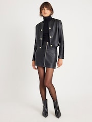 River Island Black Faux Leather Panelled Trophy Jacket - Image 3 of 4