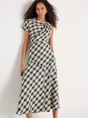 River Island Cream Check Knot Detail Maxi Dress - Image 3 of 6