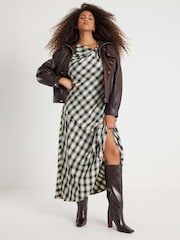 River Island Cream Check Knot Detail Maxi Dress - Image 4 of 6
