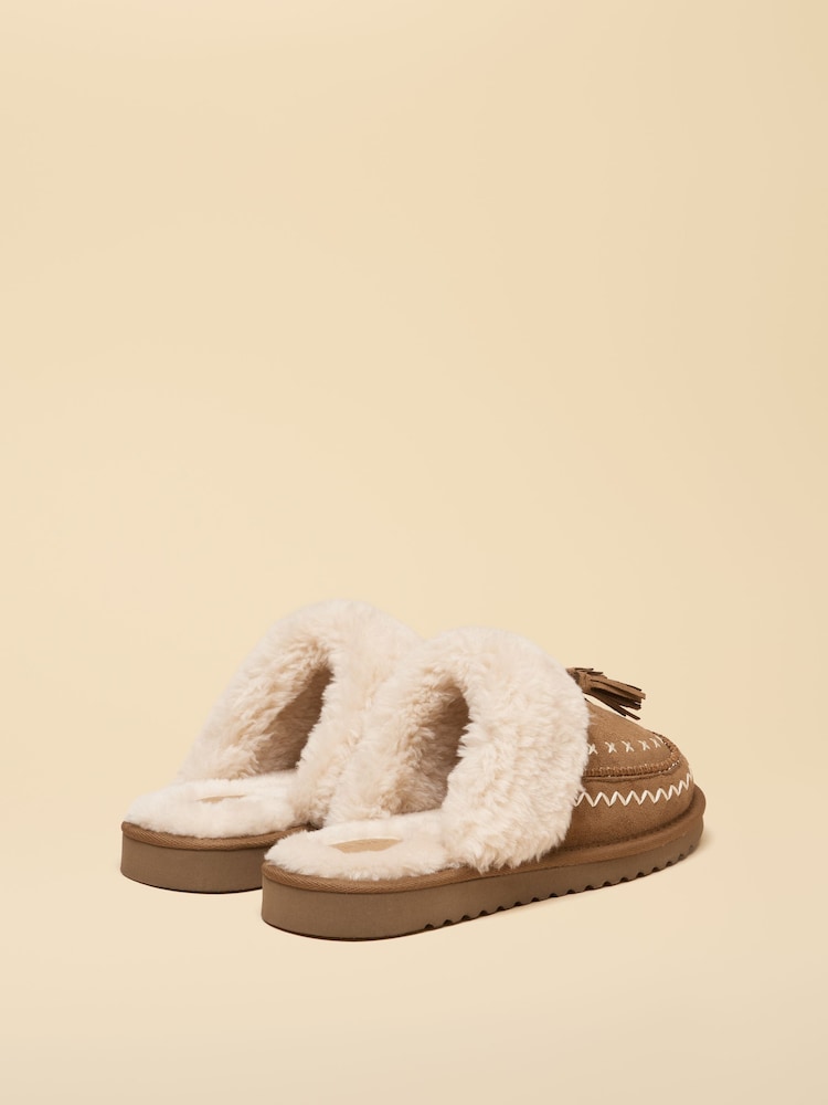 Buy Joules Chestnut Brown Embroidered Tassel Slipper from Next Australia