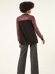Roman Pink Embellished Sequin Stretch Blouse - Image 3 of 5