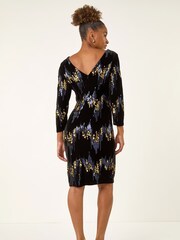 Roman Blue Sequin Velvet Shift Stretch Dress - Image 3 of 5