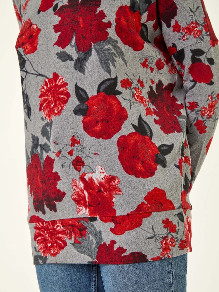 Roman Red Floral Banded Hem T-Shirt - Image 5 of 5 Roman Red Floral Banded Hem T-Shirt - Image 5 of 5