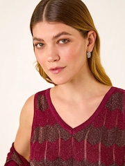 Roman Red Shimmer Knitted Vest Top - Image 4 of 5