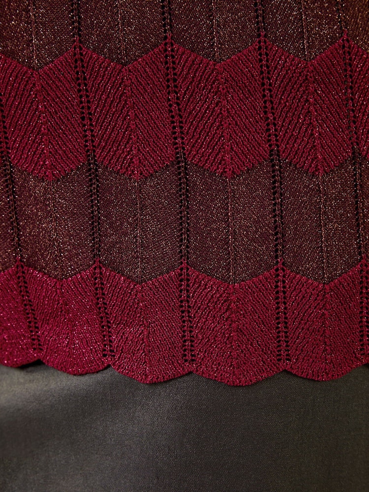 Roman Red Shimmer Knitted Vest Top - Image 5 of 5 Roman Red Shimmer Knitted Vest Top - Image 5 of 5