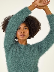 Roman Green Metallic Fluffy Knit Jumper - Image 1 of 5