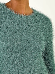 Roman Green Metallic Fluffy Knit Jumper - Image 5 of 5