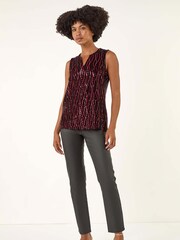 Roman Pink Sequin Velvet Vest Top - Image 2 of 5