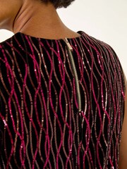Roman Pink Sequin Velvet Vest Top - Image 5 of 5
