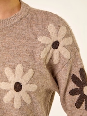 Roman Natural Floral Print Crew Neck Knit Jumper - Image 5 of 5
