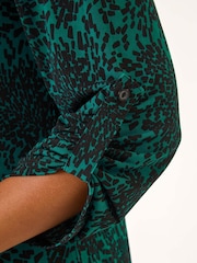 Roman Green Abstract Print Pintuck Stretch Blouse - Image 5 of 5
