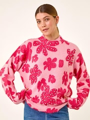 Roman Pink Floral Hotfix Knit Jumper - Image 4 of 5
