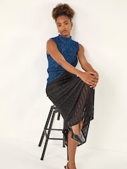 Roman Black Shimmer Overlay Skirt - Image 1 of 5