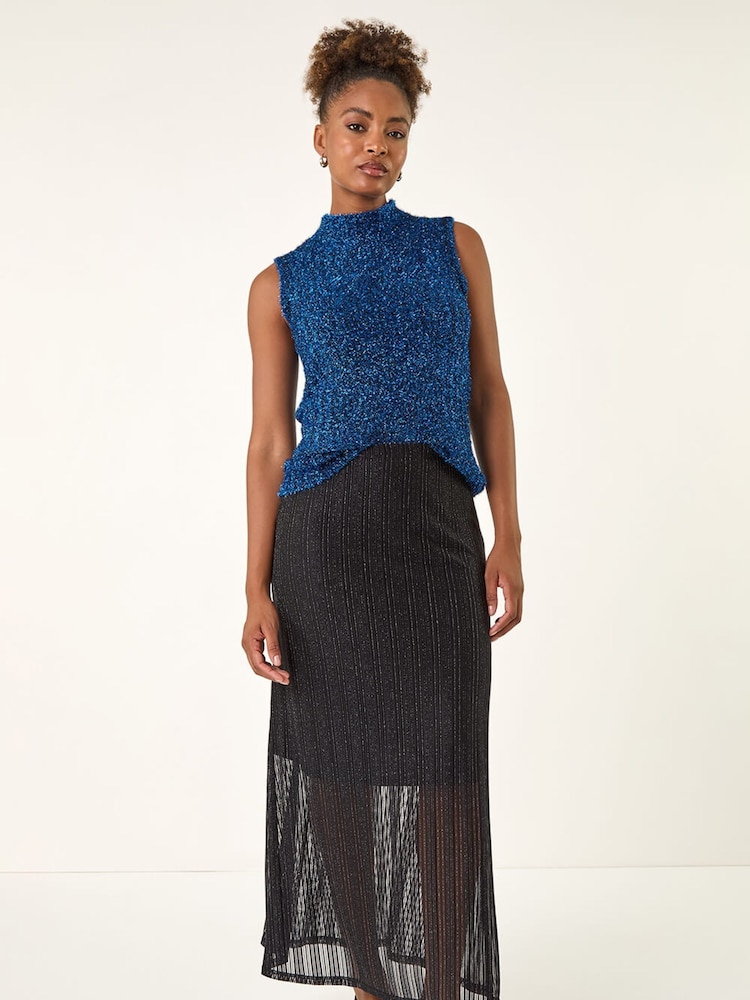 Roman Black Shimmer Overlay Skirt - Image 2 of 5