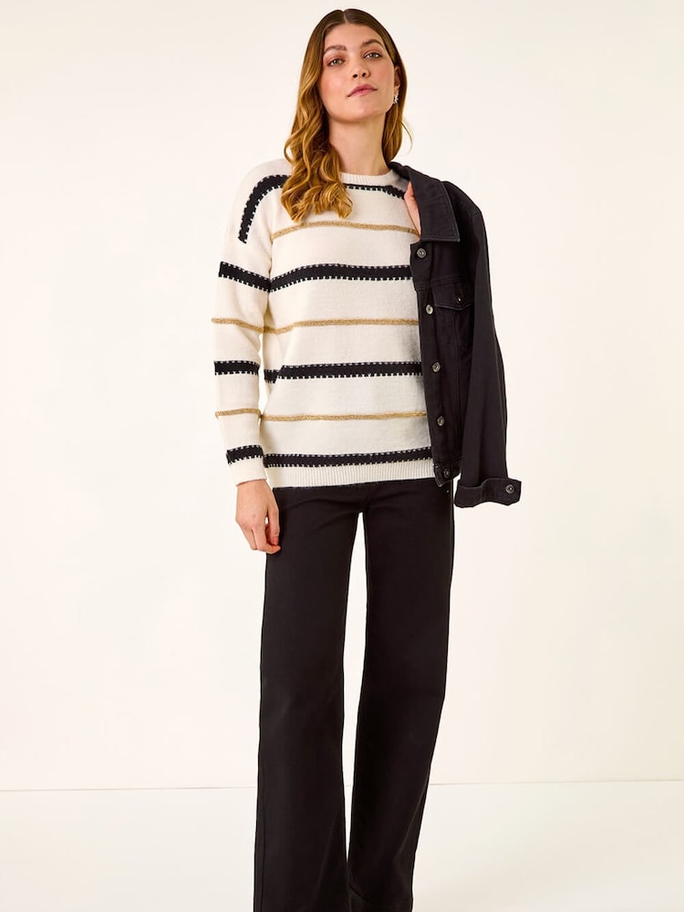 Roman Red Multi Stripe Knit Jumper - Image 1 of 5